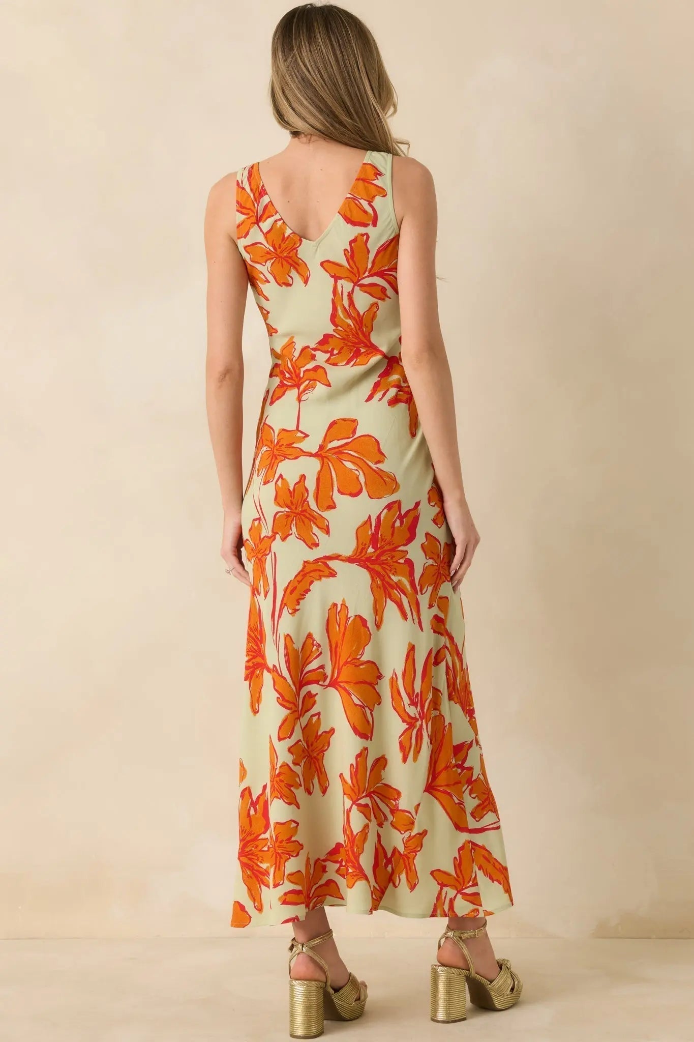 MINKPINK Estelle Green & Orange Floral Print Keyhole Maxi Dress oaklynwear