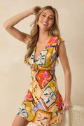 MINKPINK Rosin Yellow Multi Bold Scarf Print Mini Dress oaklynwear