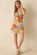 MINKPINK Rosin Yellow Multi Bold Scarf Print Mini Dress oaklynwear