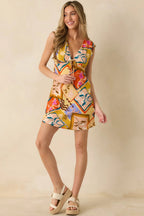 MINKPINK Rosin Yellow Multi Bold Scarf Print Mini Dress oaklynwear
