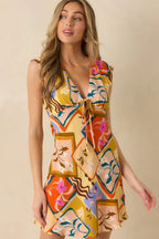 MINKPINK Rosin Yellow Multi Bold Scarf Print Mini Dress oaklynwear