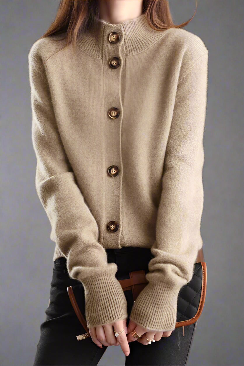 Everly | Button-Up Collared Cardigan with Statement Buttons, Cozy Winter Knit oaklynwear