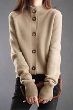 Everly | Button-Up Collared Cardigan with Statement Buttons, Cozy Winter Knit oaklynwear