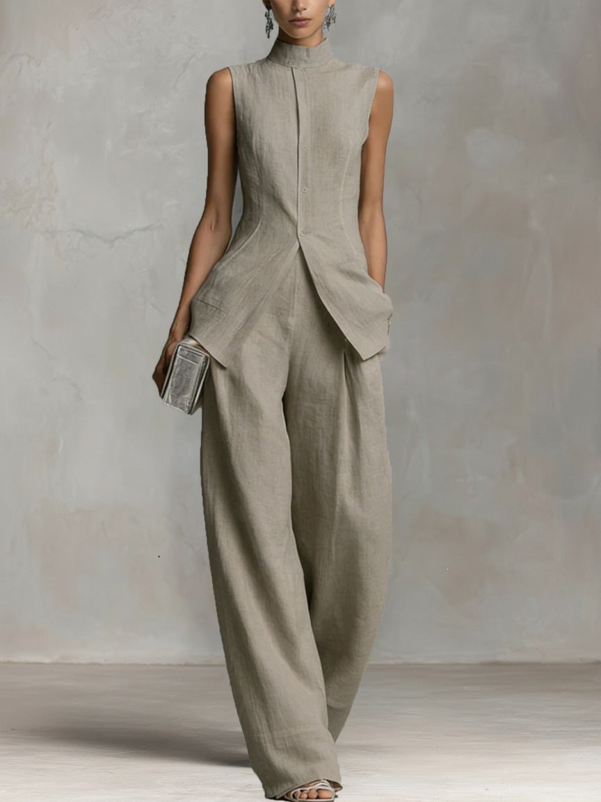 Grace | Linen Wide-Leg Pants Set oaklynwear