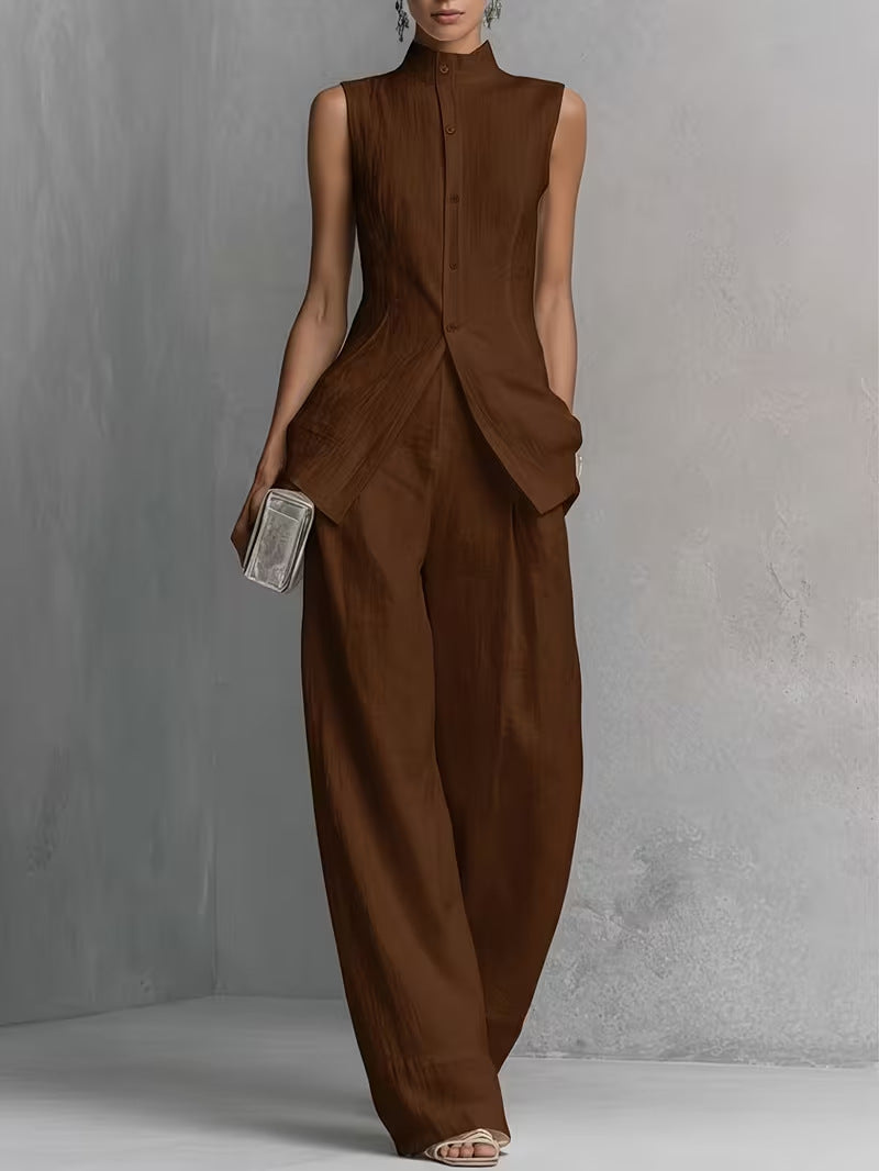 Grace | Linen Wide-Leg Pants Set oaklynwear