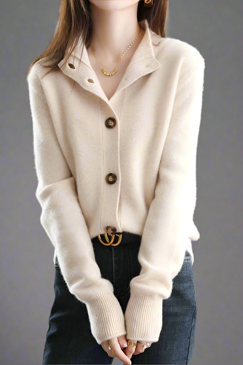 Everly | Button-Up Collared Cardigan with Statement Buttons, Cozy Winter Knit oaklynwear