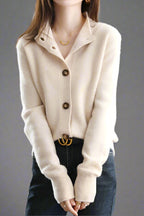Everly | Button-Up Collared Cardigan with Statement Buttons, Cozy Winter Knit oaklynwear