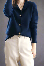 Everly | Button-Up Collared Cardigan with Statement Buttons, Cozy Winter Knit oaklynwear