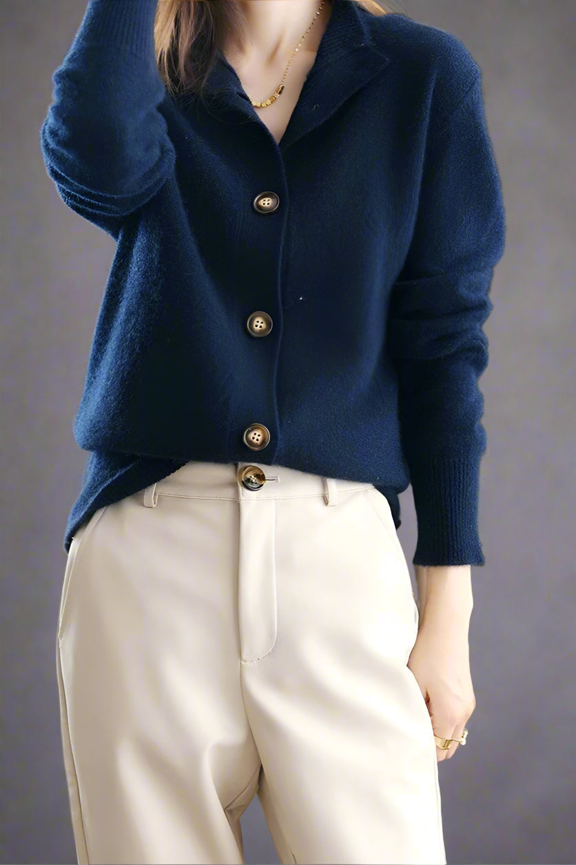 Everly | Button-Up Collared Cardigan with Statement Buttons, Cozy Winter Knit oaklynwear