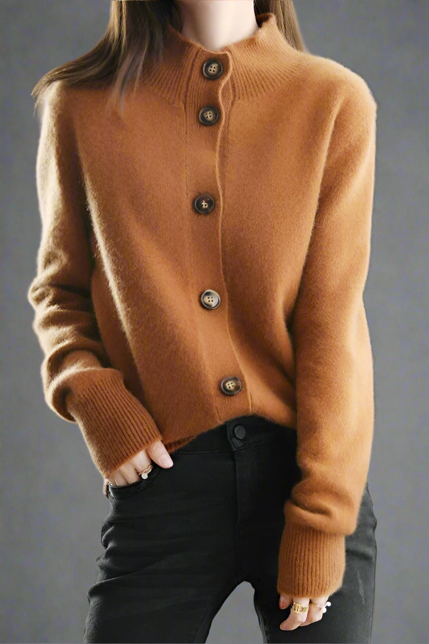 Everly | Button-Up Collared Cardigan with Statement Buttons, Cozy Winter Knit oaklynwear