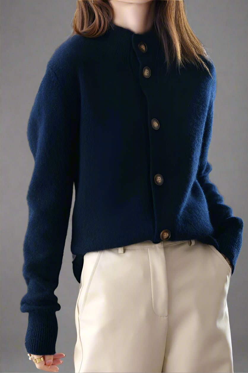 Everly | Button-Up Collared Cardigan with Statement Buttons, Cozy Winter Knit oaklynwear