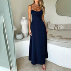 Women's Lace-Up Slip Dress – Solid Color A-Line Sleeveless Tie... oaklynwear