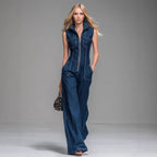 Cara | Wide-Leg Denim Sleeveless Jumpsuit oaklynwear