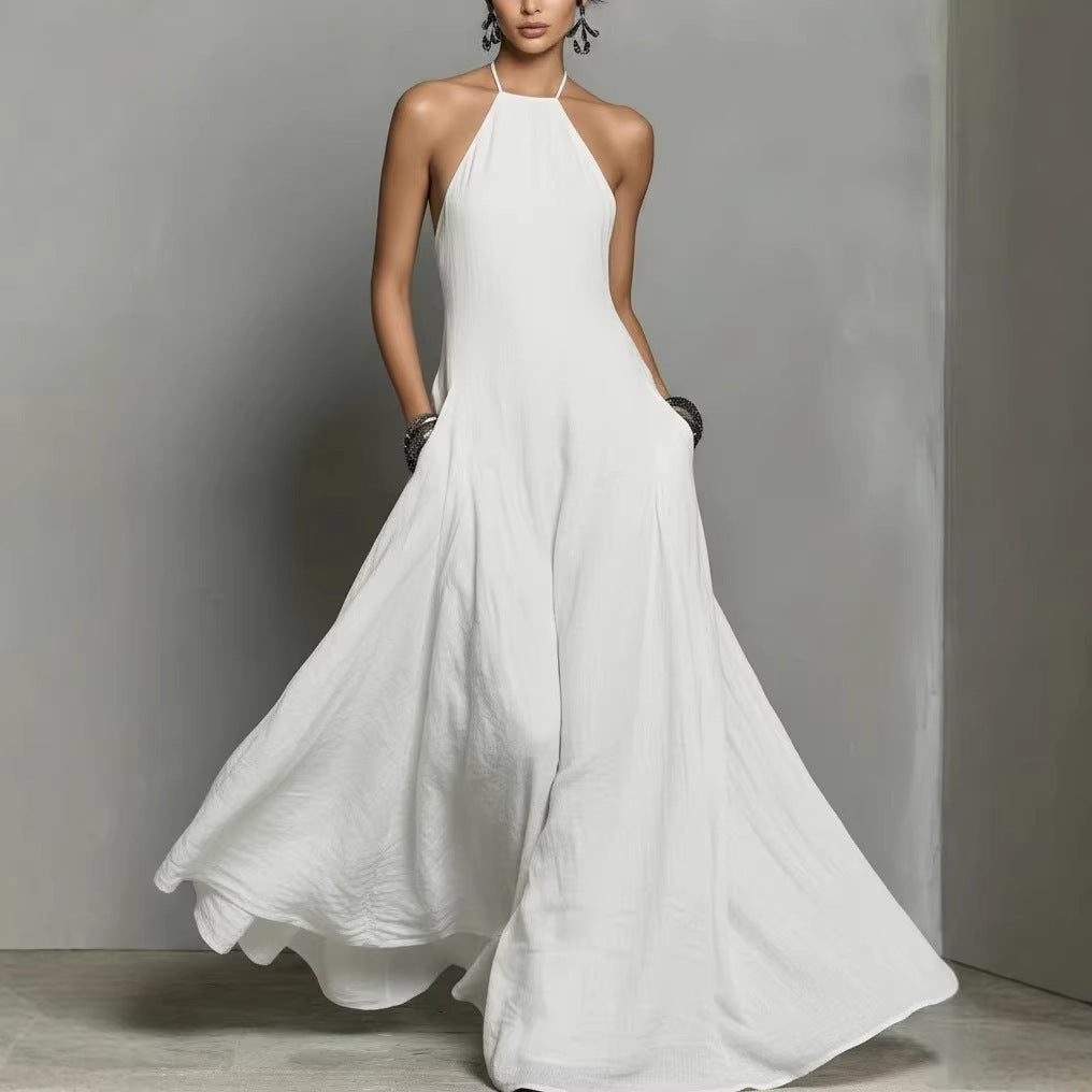 Paloma | Halter Neck Linen Maxi Dress oaklynwear