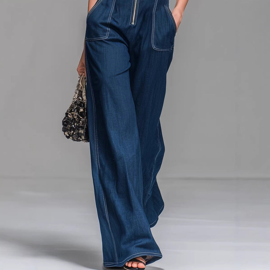Cara | Wide-Leg Denim Sleeveless Jumpsuit oaklynwear