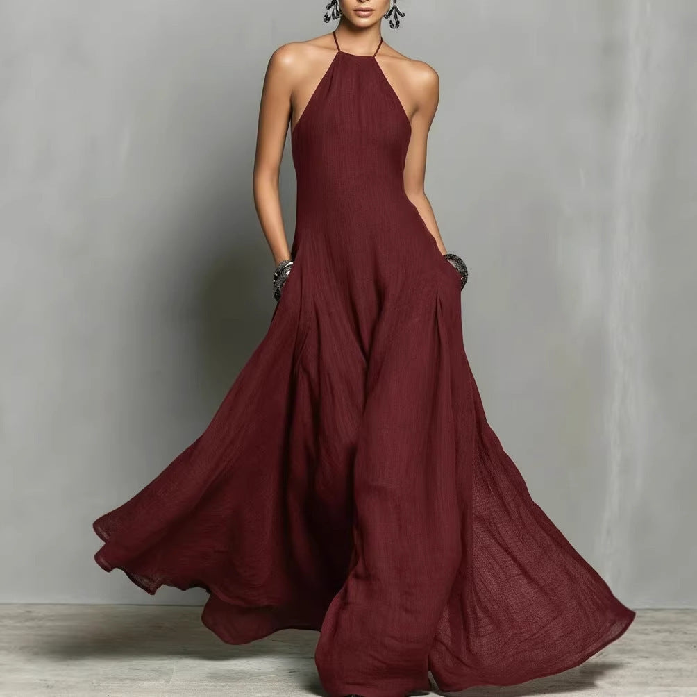 Paloma | Halter Neck Linen Maxi Dress oaklynwear
