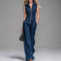 Cara | Wide-Leg Denim Sleeveless Jumpsuit oaklynwear