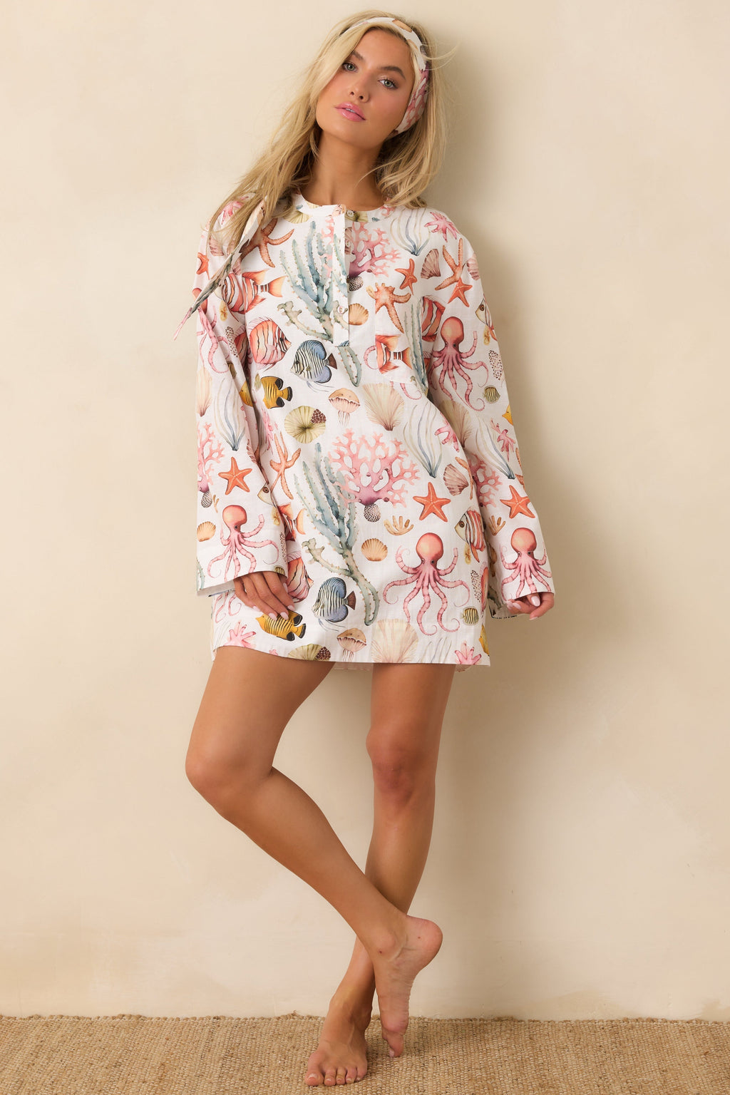 Paradisa Biscayne Bay Multi Cotton Linen Mini Dress oaklynwear