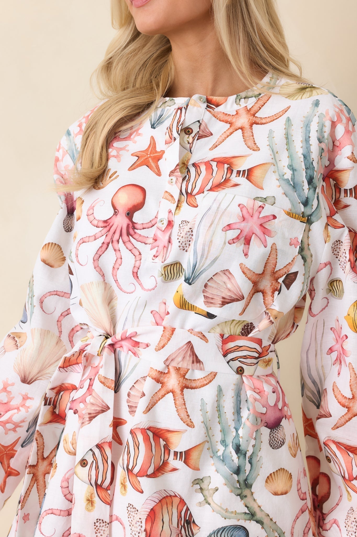 Paradisa Biscayne Bay Multi Cotton Linen Mini Dress oaklynwear