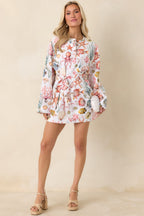 Paradisa Biscayne Bay Multi Cotton Linen Mini Dress oaklynwear