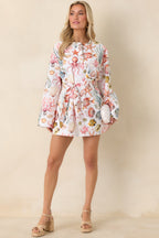 Paradisa Biscayne Bay Multi Cotton Linen Mini Dress oaklynwear