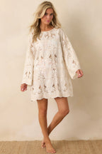 Paradisa Sea La Vie Ivory Embroidered Lace Cover Up Mini Dress oaklynwear