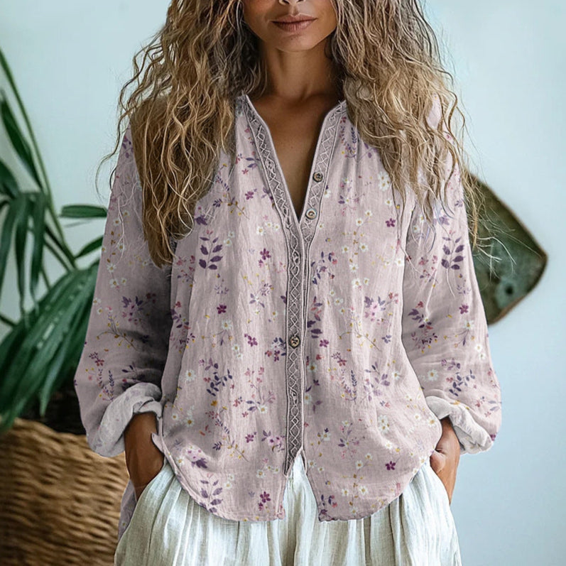 Brianna | Vintage Leaf Print Shirt oaklynwear