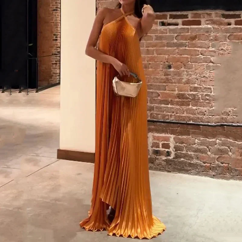 Carmen | Pleated Halter Neck Maxi Dress oaklynwear