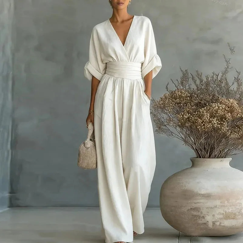 Helena V Neck Summer Jumpsuit oaklynwear