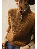 Ellie | Button-Up Cable Knit Sweater with Stand Collar, Cozy Winter Pullover oaklynwear