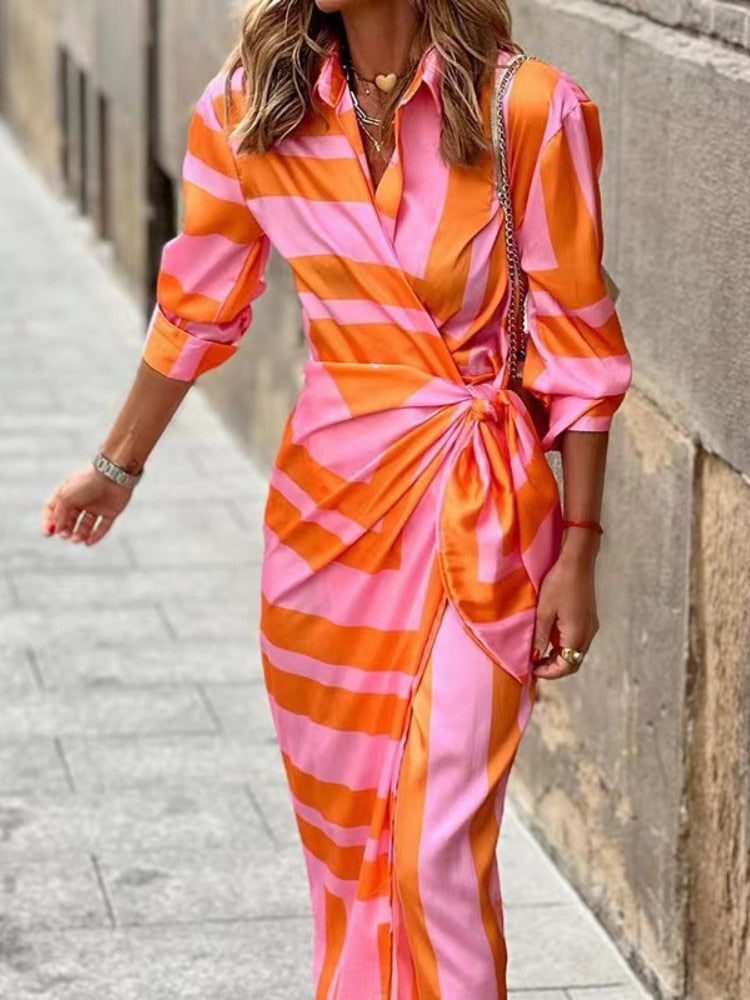 Colette | Three-Quarter Sleeve Wrap Midi Dress oaklynwear