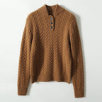 Ellie | Button-Up Cable Knit Sweater with Stand Collar, Cozy Winter Pullover oaklynwear