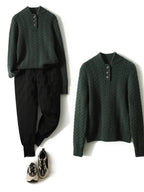 Ellie | Button-Up Cable Knit Sweater with Stand Collar, Cozy Winter Pullover oaklynwear