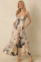 Say It Again Beige Multi Tropical Tie-Back Maxi Dress oaklynwear