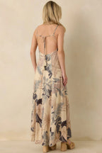 Say It Again Beige Multi Tropical Tie-Back Maxi Dress oaklynwear