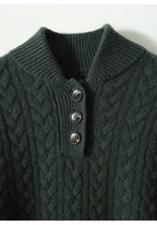 Ellie | Button-Up Cable Knit Sweater with Stand Collar, Cozy Winter Pullover oaklynwear