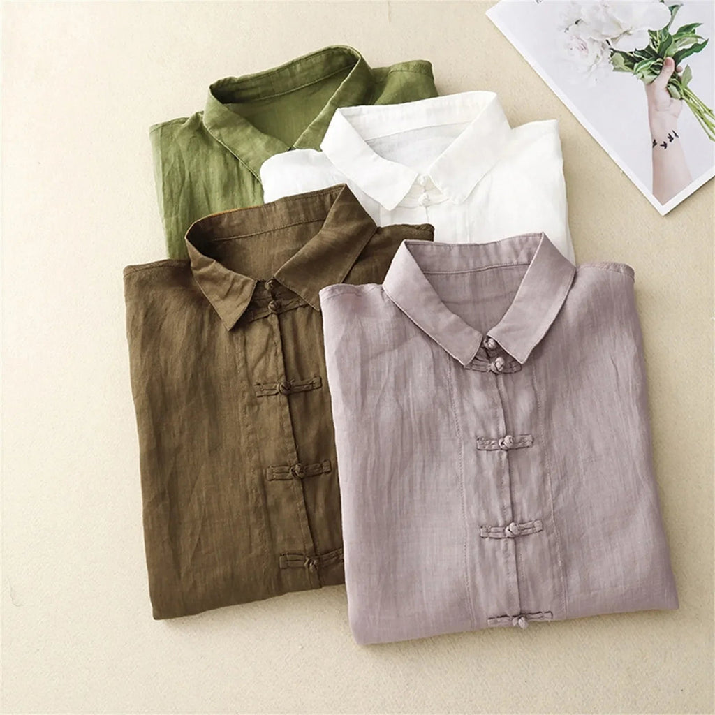 Madina | Linen Knot Front Summer Blouse oaklynwear