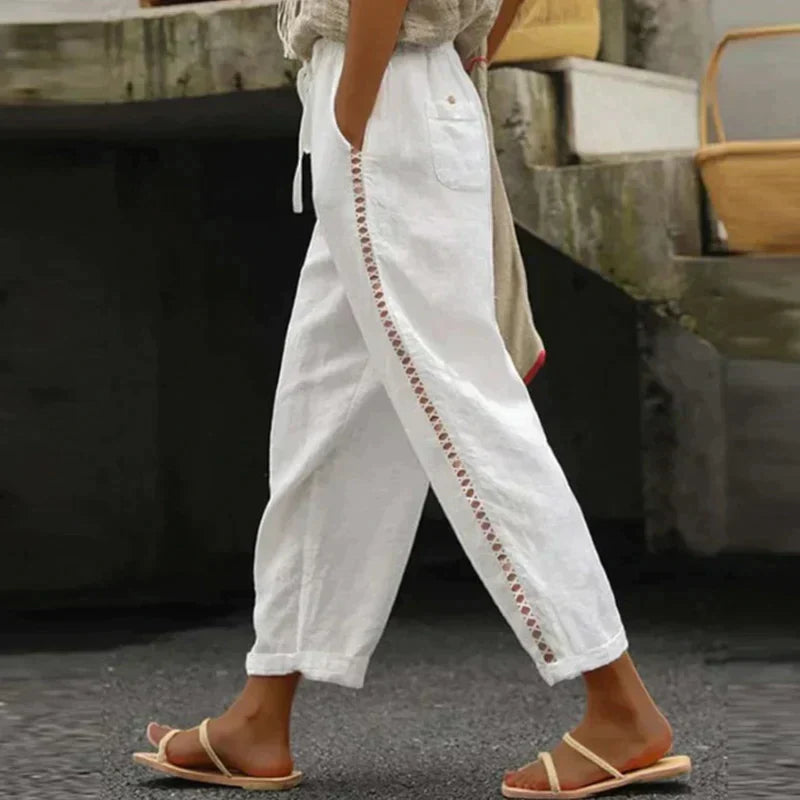 Abby | Women's Pants High Waist Tapered Leg Side Stripe oaklynwear