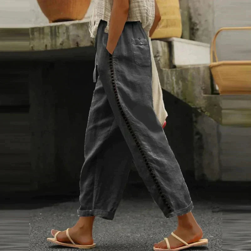 Abby | Women's Pants High Waist Tapered Leg Side Stripe oaklynwear