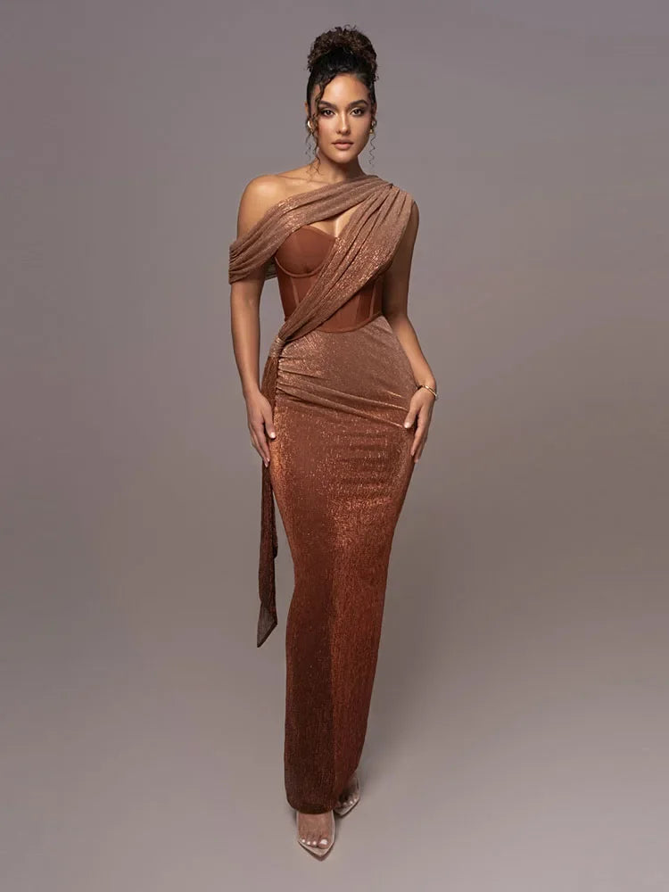 Anabel | Women's One-Shoulder Maxi Dress oaklynwear