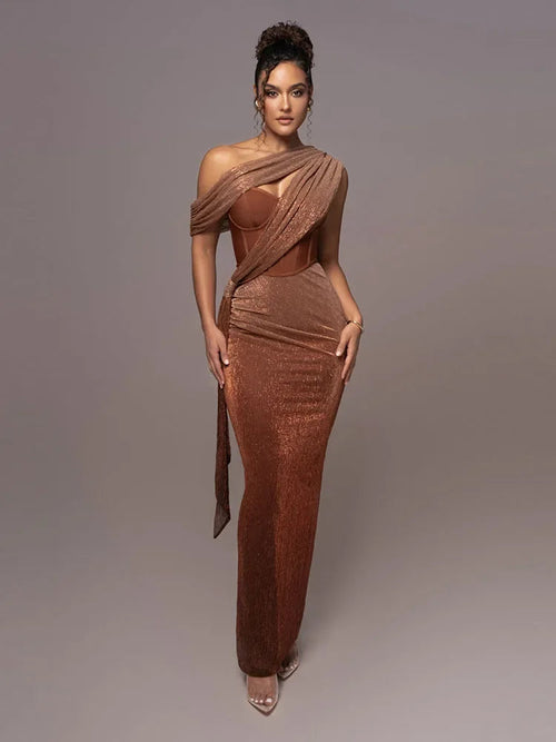 Anabel | Women's One-Shoulder Maxi Dress oaklynwear