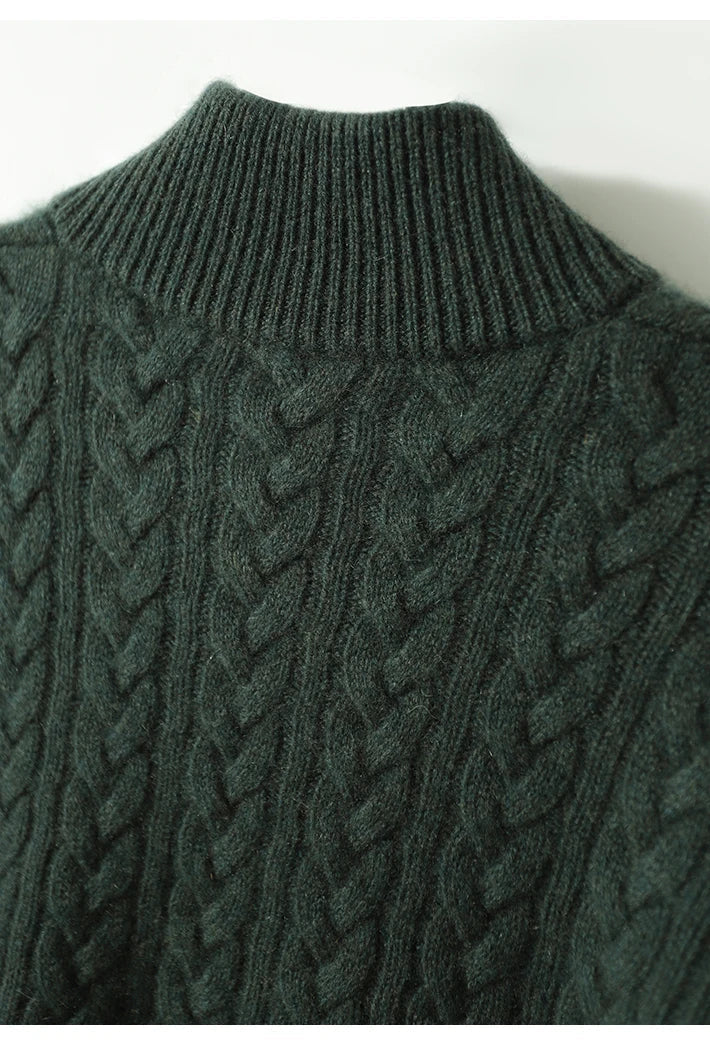 Ellie | Button-Up Cable Knit Sweater with Stand Collar, Cozy Winter Pullover oaklynwear
