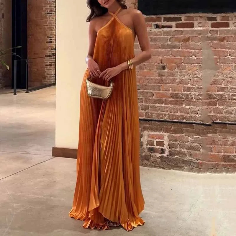 Carmen | Pleated Halter Neck Maxi Dress oaklynwear