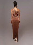 Anabel | One-Shoulder Maxi Dress with Draped Wrap Design oaklynwear