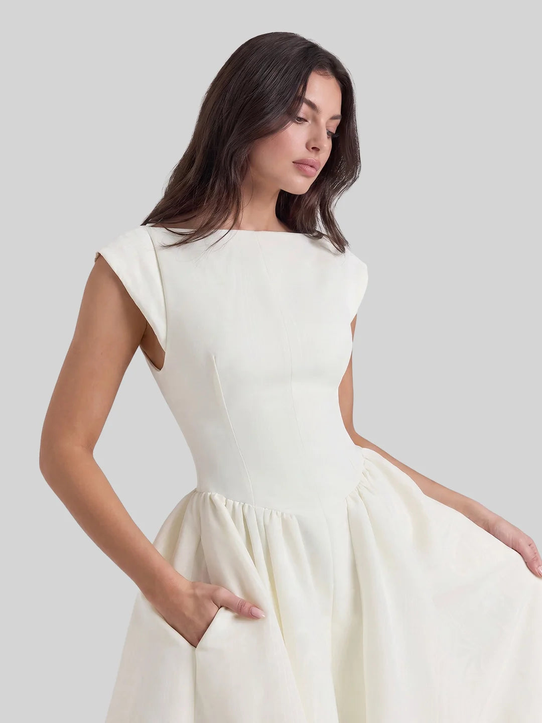 Timeless Hepburn Style Full Skirt Midi Dress oaklynwear