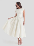 Timeless Hepburn Style Full Skirt Midi Dress oaklynwear