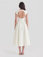 Timeless Hepburn Style Full Skirt Midi Dress oaklynwear