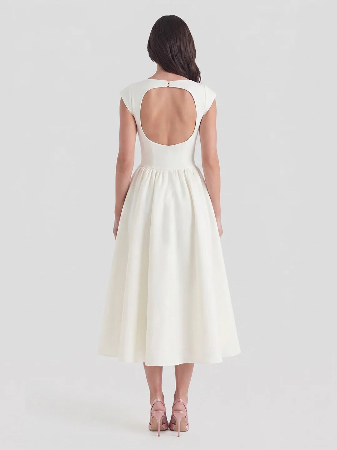 Timeless Hepburn Style Full Skirt Midi Dress oaklynwear