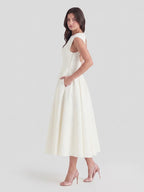Timeless Hepburn Style Full Skirt Midi Dress oaklynwear