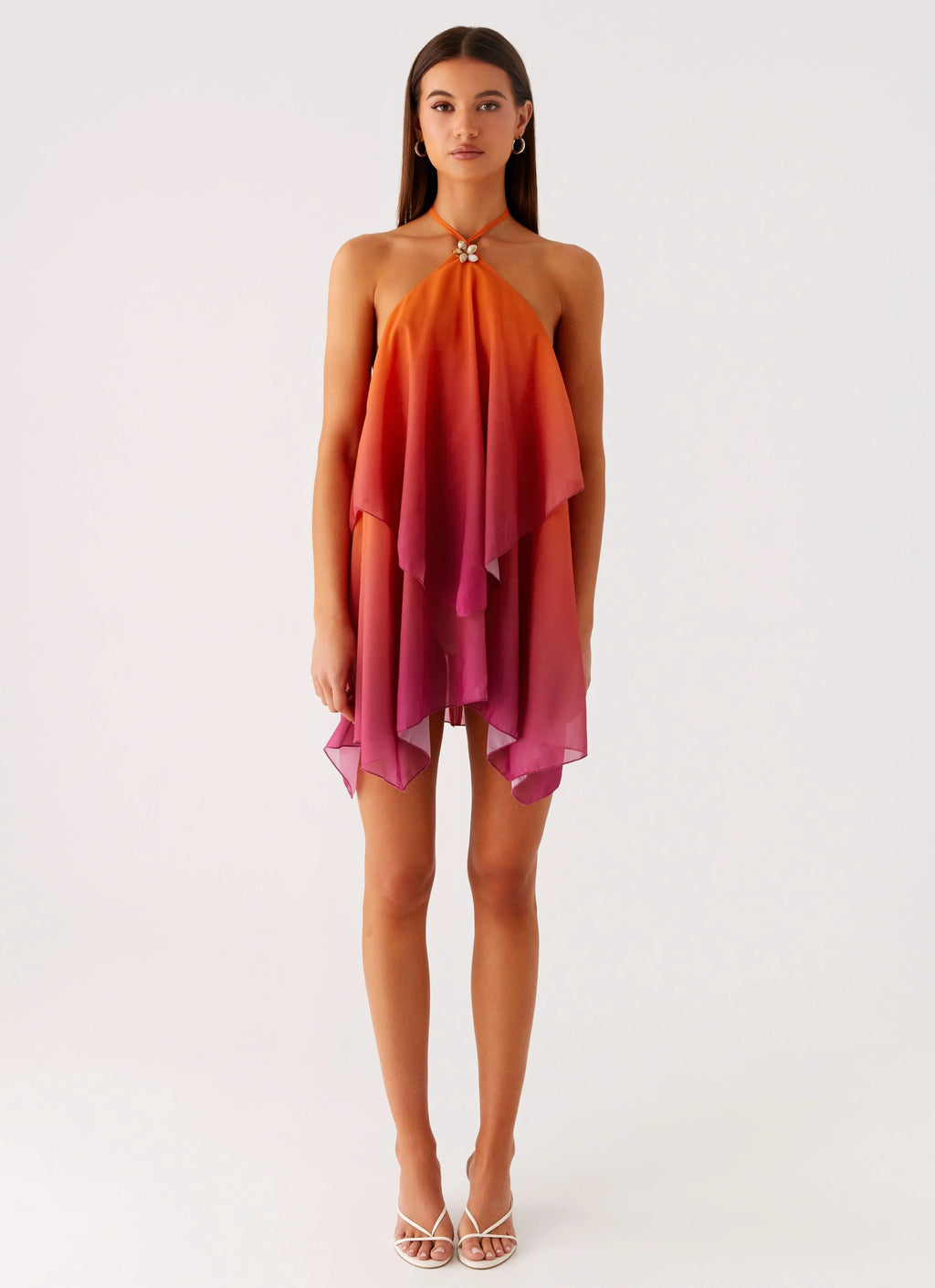 Twilight Glow – Mini Dress with Open Back & Halter Neckline –... oaklynwear